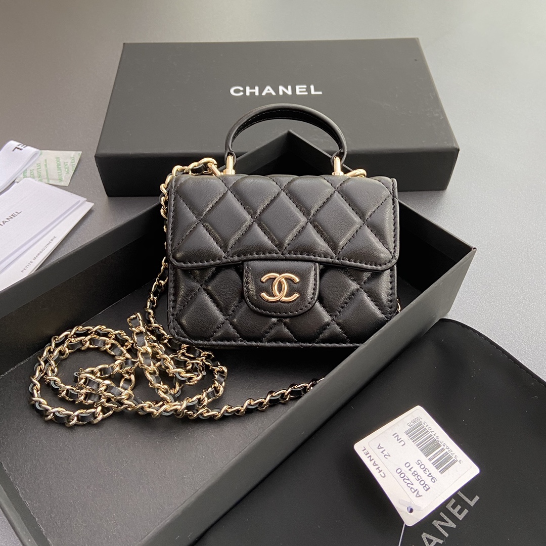 SA 샤* 클래식 탑핸들 플랩 코인퍼스 체인백 (AP2200) w9.5×h12.5×d3.5cm